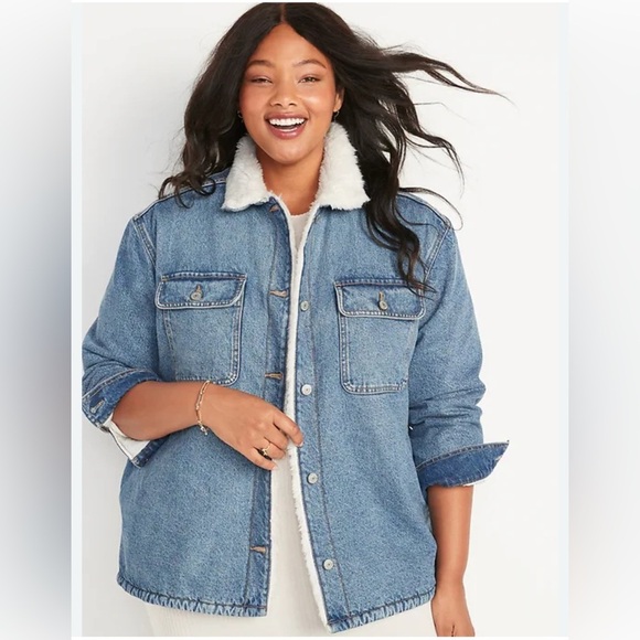 Old Navy Jackets & Blazers - Old Navy Cozy Sherpa-Lined Jean Shacket